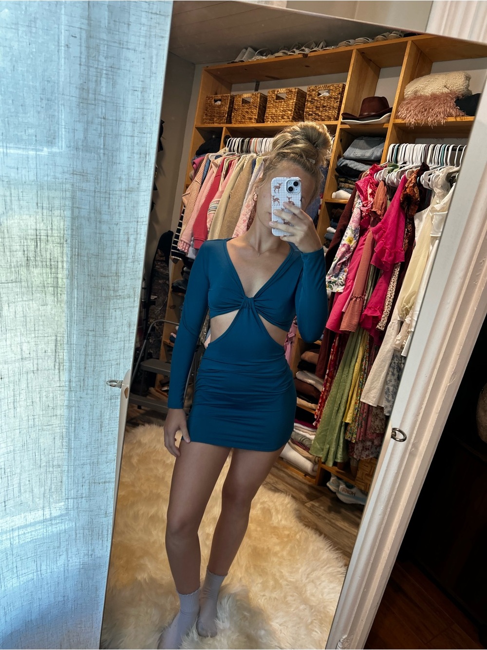 Charlotte Russe blue Long-Sleeve Dress